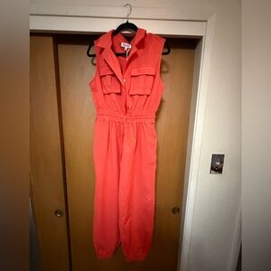 One Clothing Coral Sleeveless Utility Jumpsuit